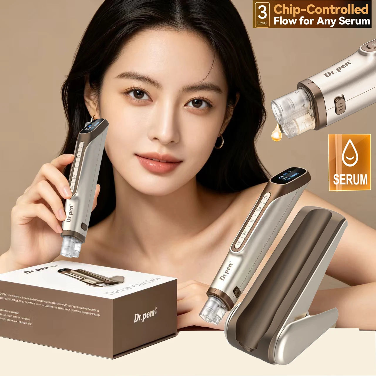 New Dr Pen H6 Innovative Technology Microneedling Derma Pen Automatic Serum Applicator Beauty Device with 2Pcs 0.25mm Cartridge