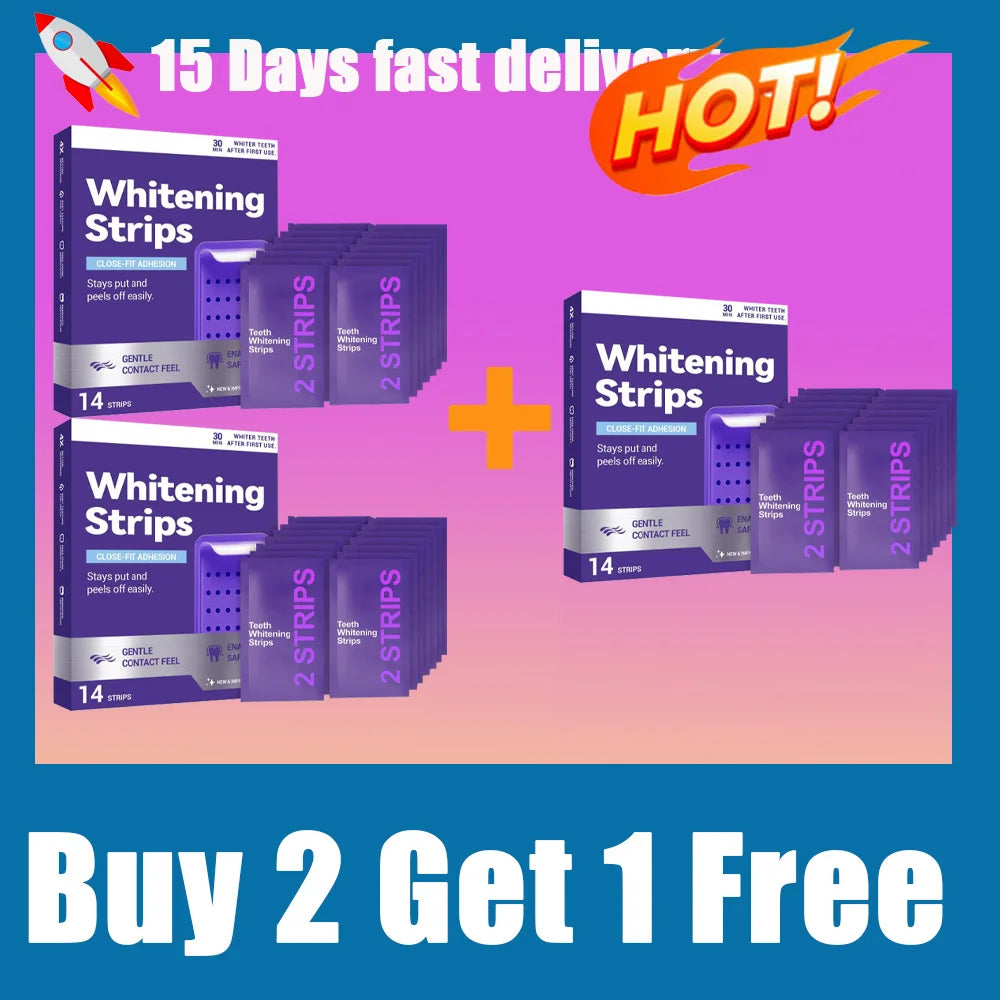 Purple Teeth Whitening Strips Oral Hygiene Fresh Breath Brighten Tooth Bleaching Long Lasting Oral Care Tooth Whitener Patches