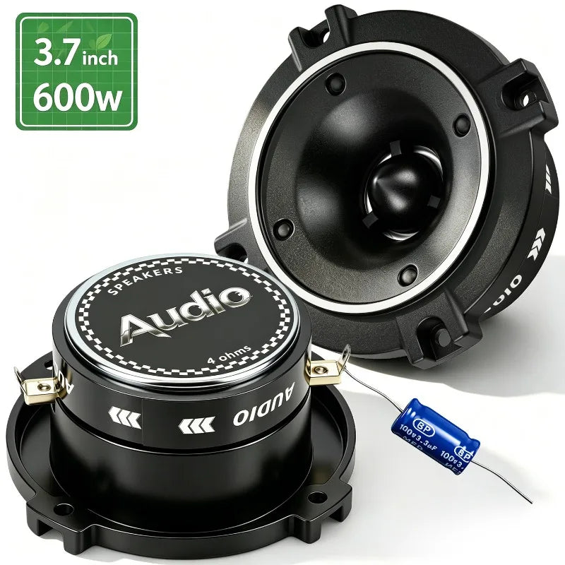 2pcs 3.7 Inch Tweeter Car Speakers 4 Ohm 600W Bullet Aluminum Horn High Sensitivity HIFI Independent Treble Unit Audio System