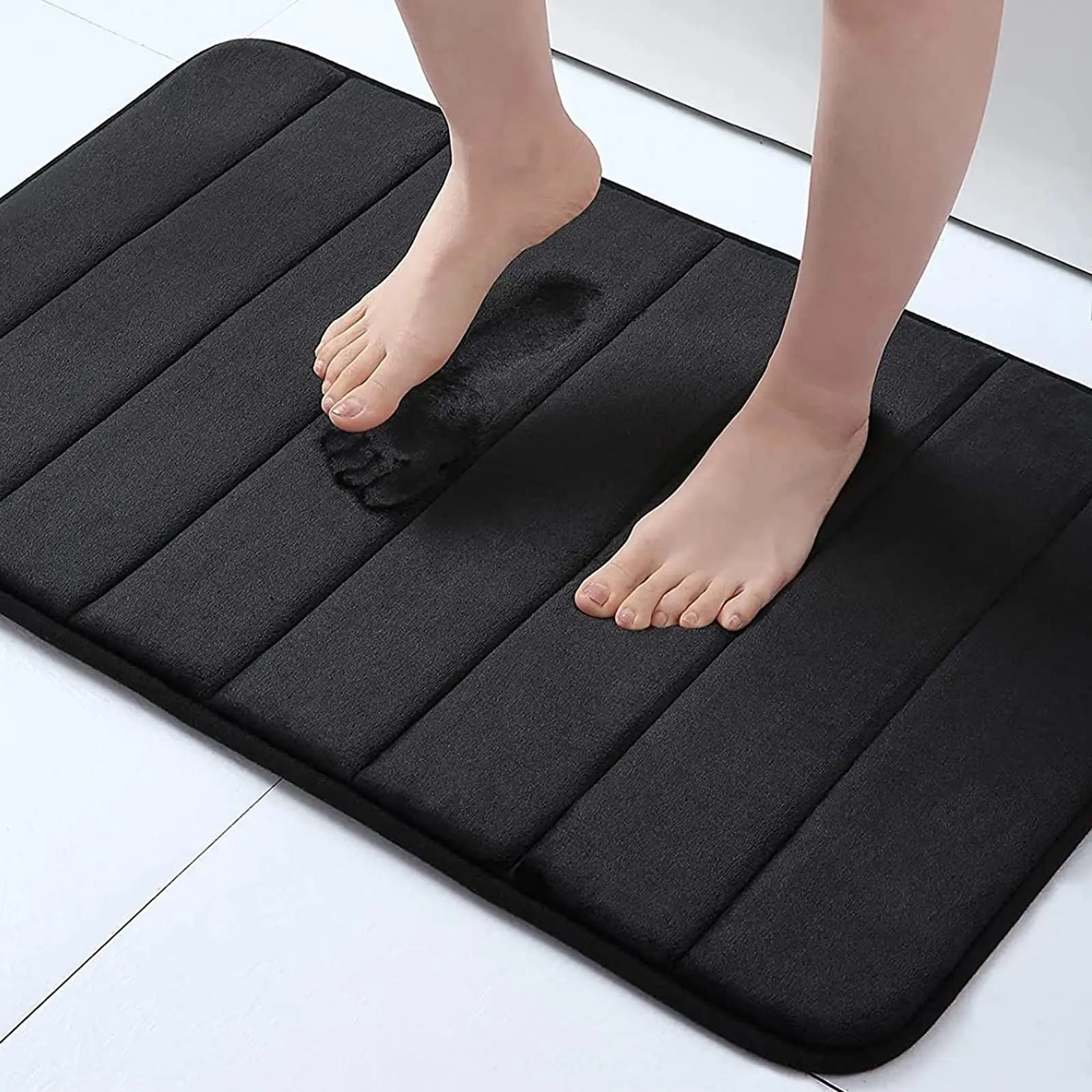 Sponge Stripe Bathroom Non slip, Water Absorbent, Machine Washable Floor Mat