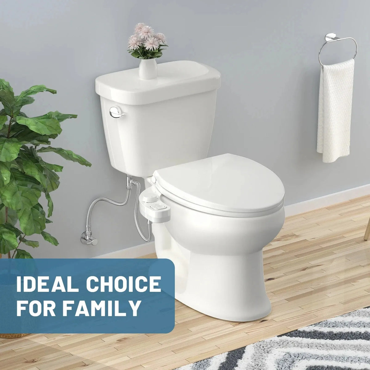 Bidet non électrique SAMODRA - Fixation de siège de toilette à double buse autonettoyante (lavage avant et arrière)