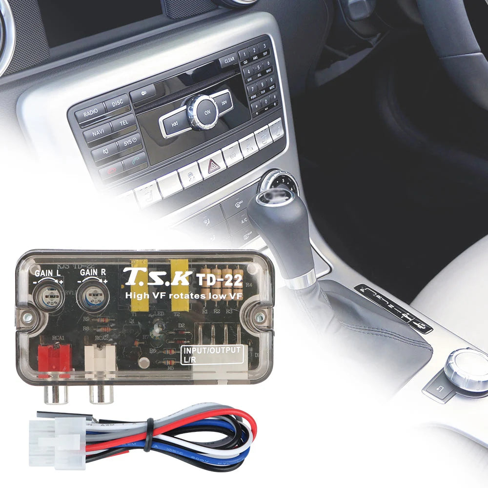 Convertisseur 12V Adaptateur de fréquence réglable Ligne Voiture Subwoofer Stéréo Radio Convertisseurs Audio Voiture Convertisseur RCA Stéréo