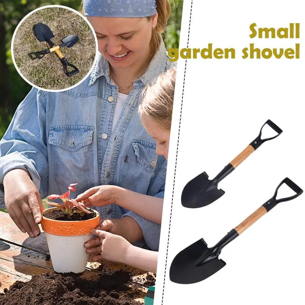 36cm Garden Shovel WIth Wooden Handle Stainless Steel Mini Planting Digging Practical Tool Flower Vegetable Children Adult Toy