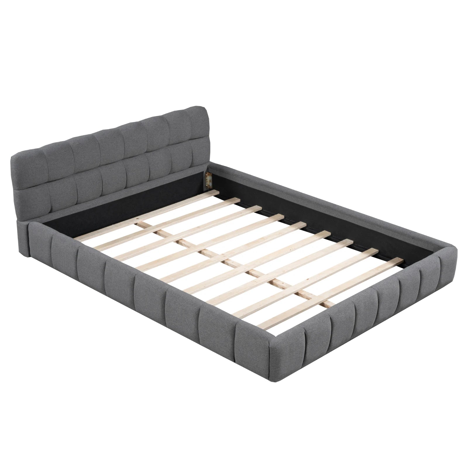140x200cm/160x200cm Linen Upholstered Bed Frame,Double bed Bedframe with Soft Backrest,Bedroom Furniture,Bed Frame Queen,Beige