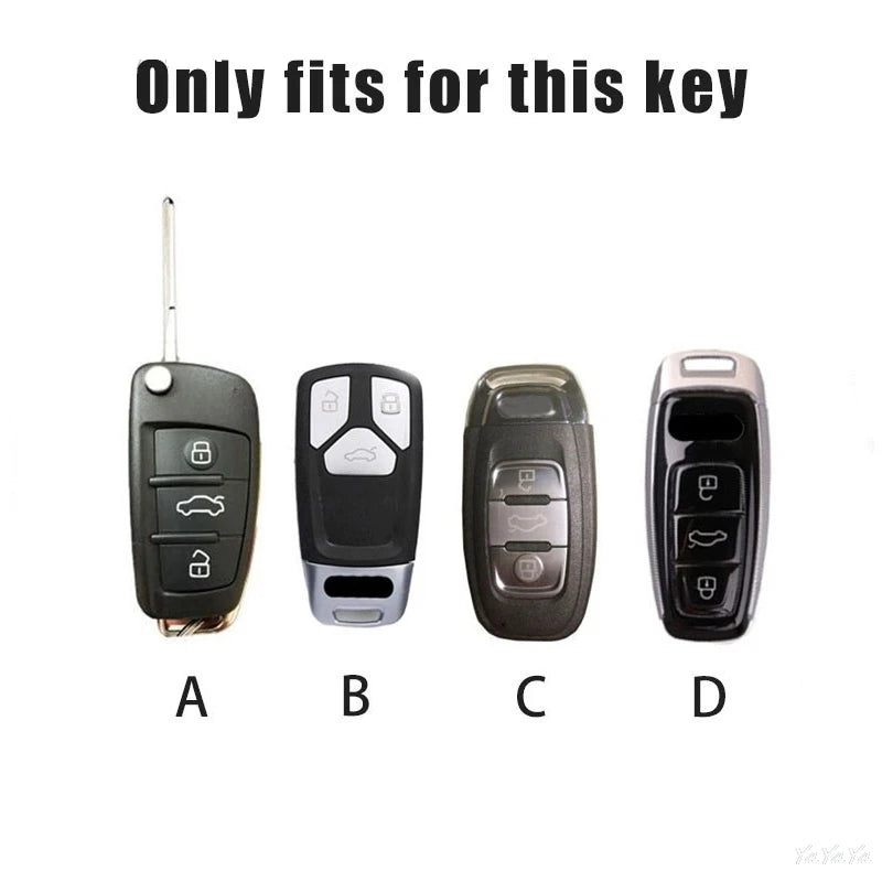 3 Button Metal Car Key Case Cover Key Protect Shell For Audi A3 A4 Q3 Q5 TT A1 A4L A5 Q5L Q7 A6L A7 A8L A6 S3 S4 RS5 RS Sticker