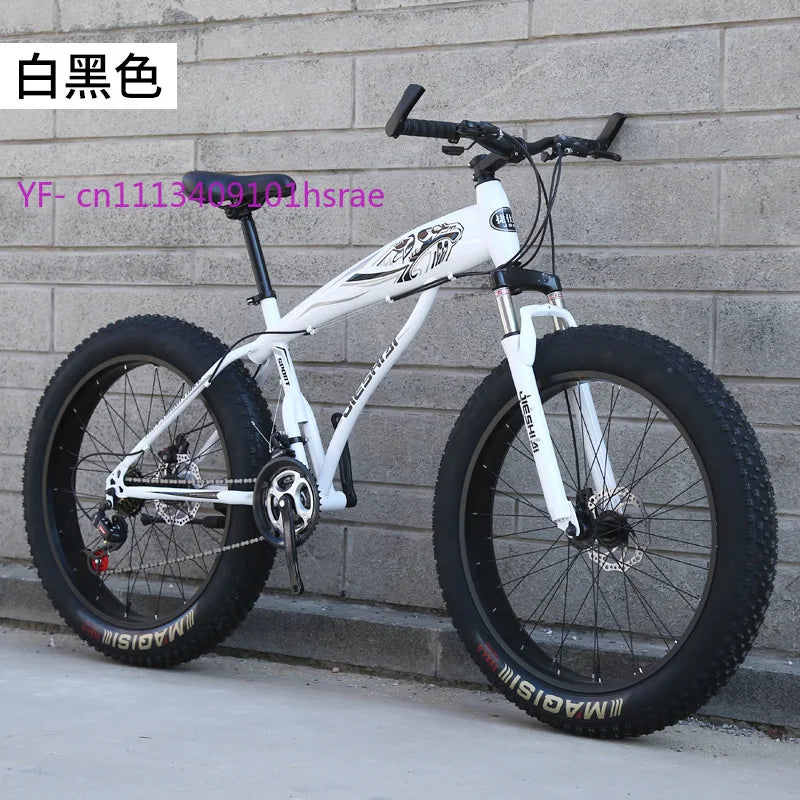 26" 24" Adult Mountain Bike, Large Tire Variable Speed Bicycle, Dual Disc Brake Shock Absorption MTB with Butterfly Handlebar