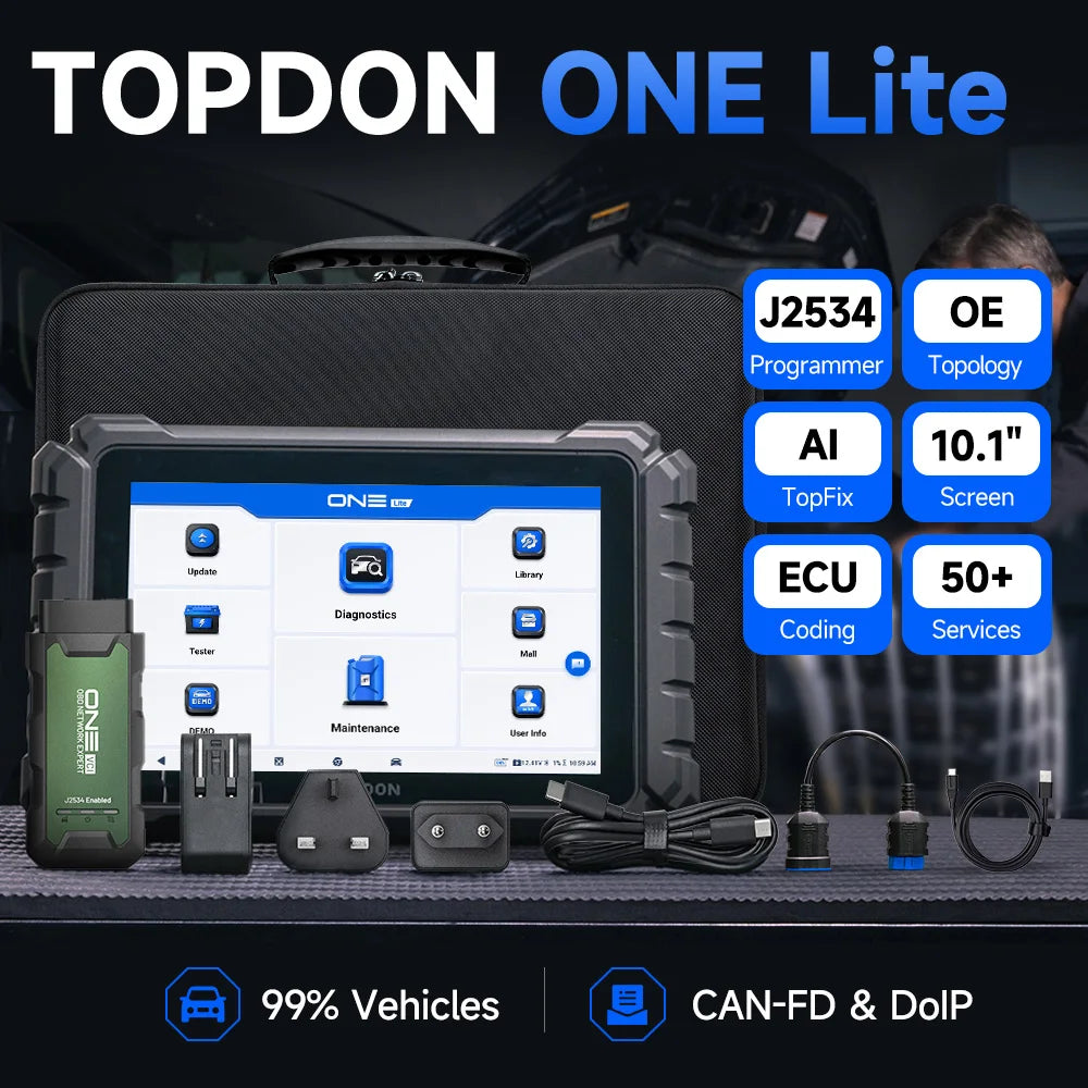 TOPDON ONE LITE Automotive OBD2 Scanner Full Systems Car Diagnostic Tool 50 Reset CANFD DOIP ECU CODING Active Test FCA SGW VAG