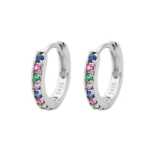 2Pcs Rainbow Little Huggies Stainless Steel Hoop Earrings Girl Tiny Rings Cartilage Small Helix Piercing Tragus Circle Men Hoops