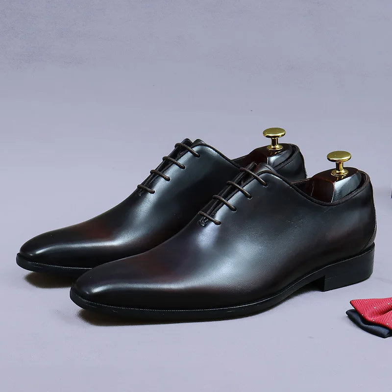 Whole Cut Men's Oxford Shoes Genuine Leather Handmade Quality Comfortable Elegant Black Wedding Social Formal Shoes Man