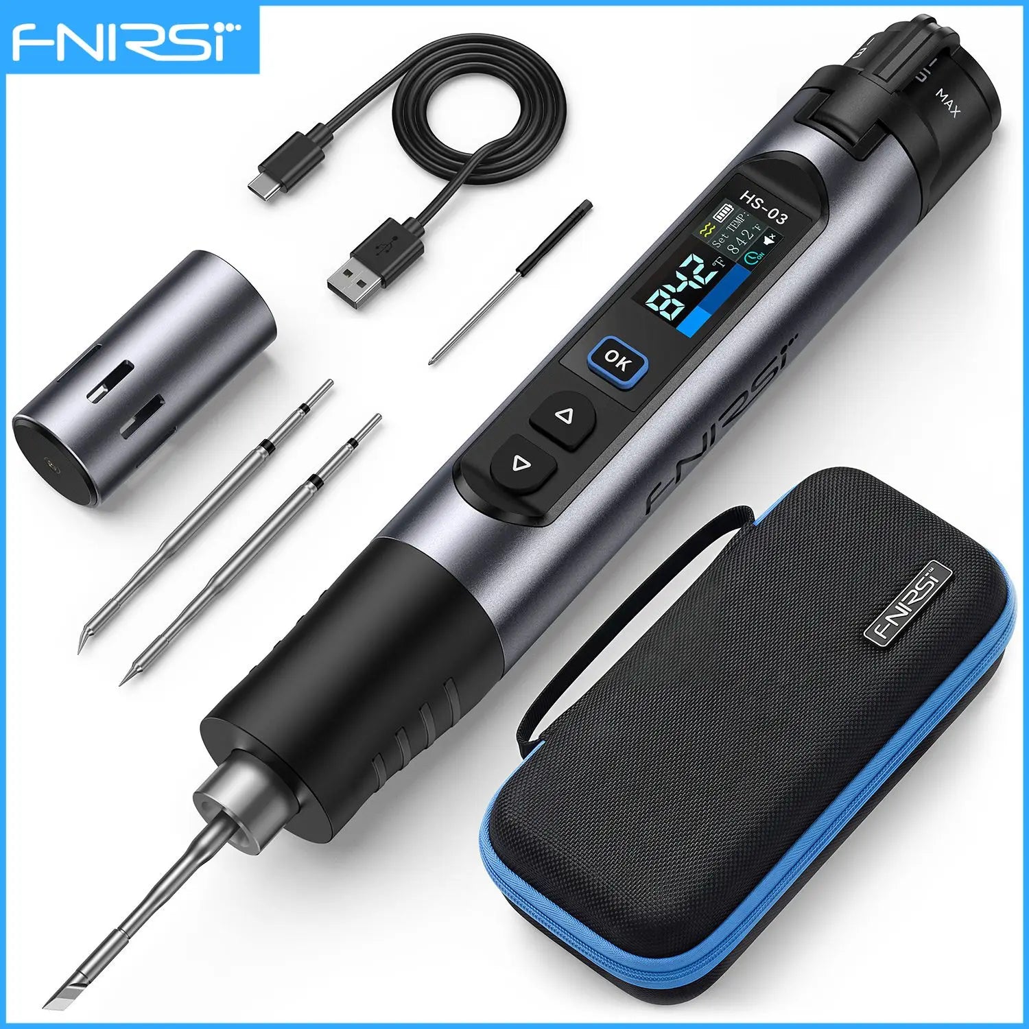 FNIRSI HS-03 Portable Heating Tool 2600mAh Replaceable Battery USB C Fast Heating 3 Level Temperature Adjustable Device