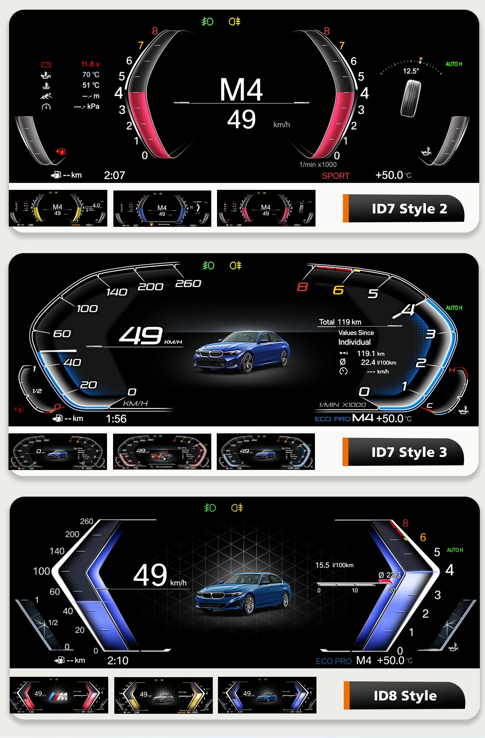 10.25inch Car Digital Dashboard For BMW X5 E53 / 5 Series E39 1999 -2006 Speedometer Dashboard Gauges Dash Panels