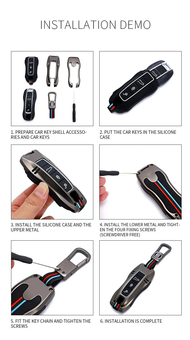 Zinc Alloy Car Smart Key Case Cover Shell Fob for Porsche New Cayenne Panamera 911 992 Taycan Car Protect Interior Accessories