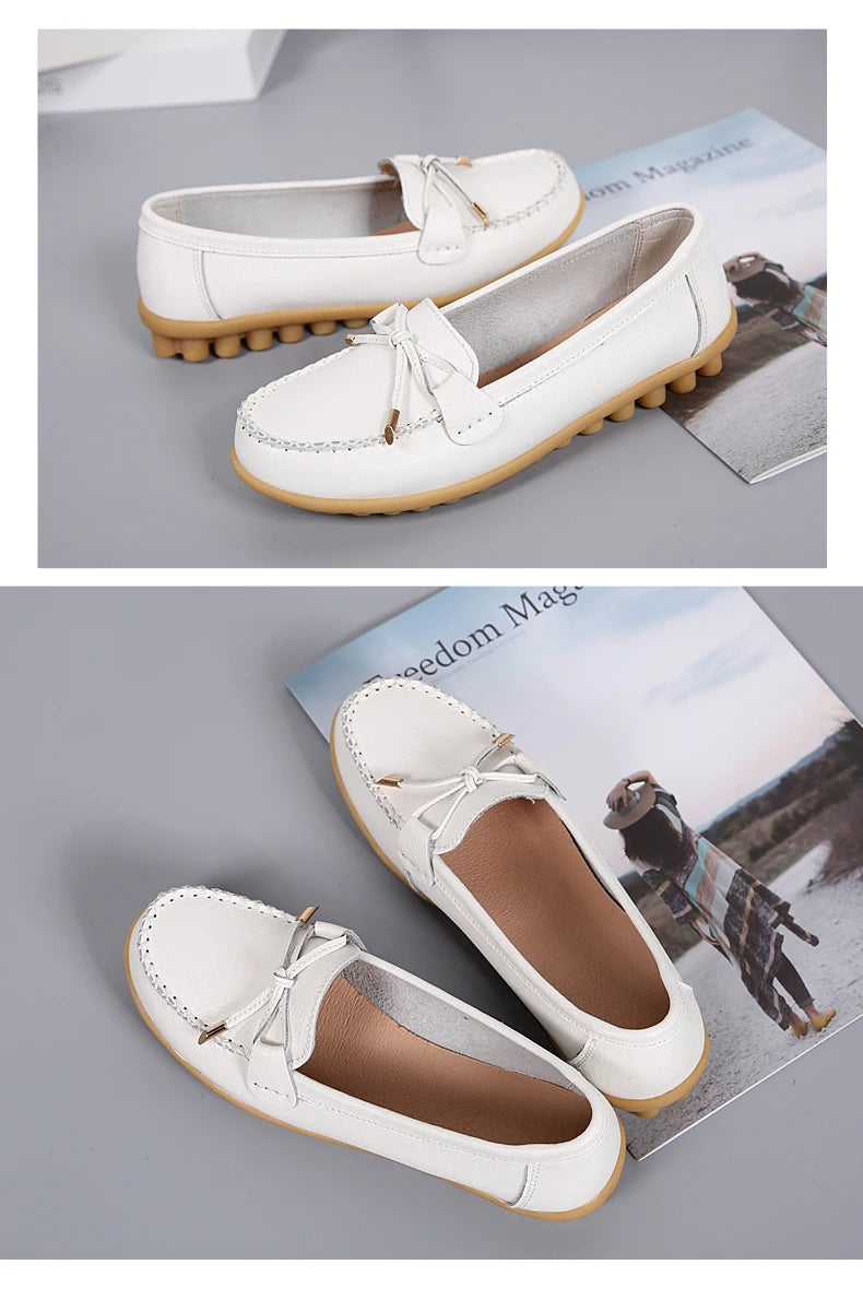 2025 New Woman Flats Shoes Ballet Flat Sneakers Genuine Leather Spring Soft Moccasins Ladies Boat Ballerina Espadrilles Creepers