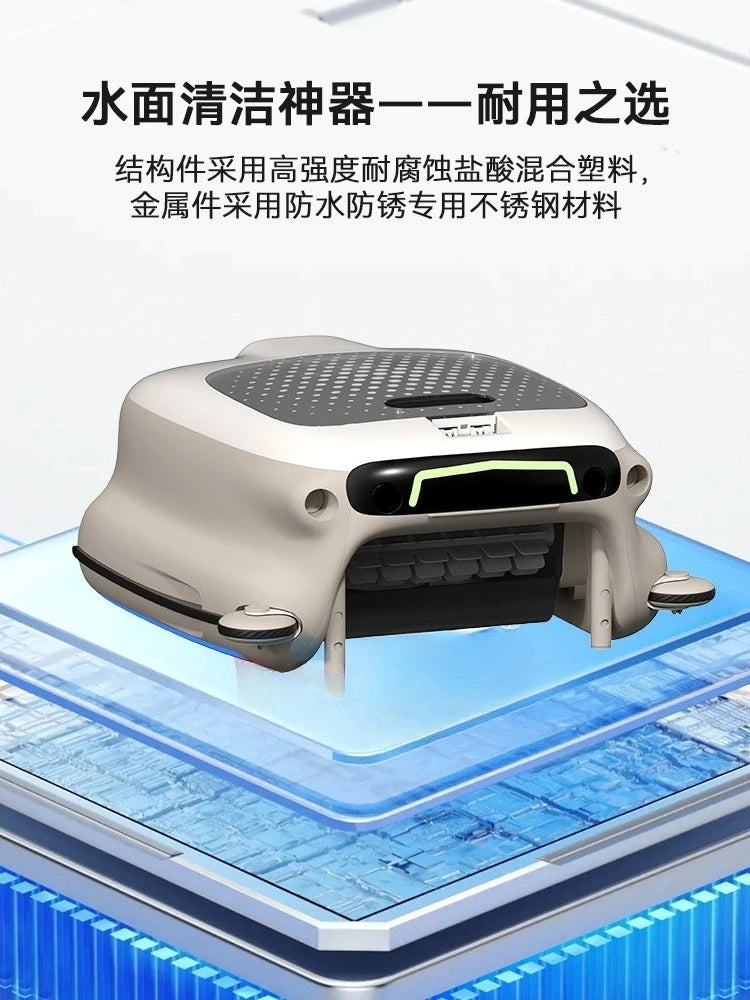 Wireless Automatic Surface Skimmer Pool Cleaning Robot – Floating Debris Collector with Leaf Collection for Swimming Pools