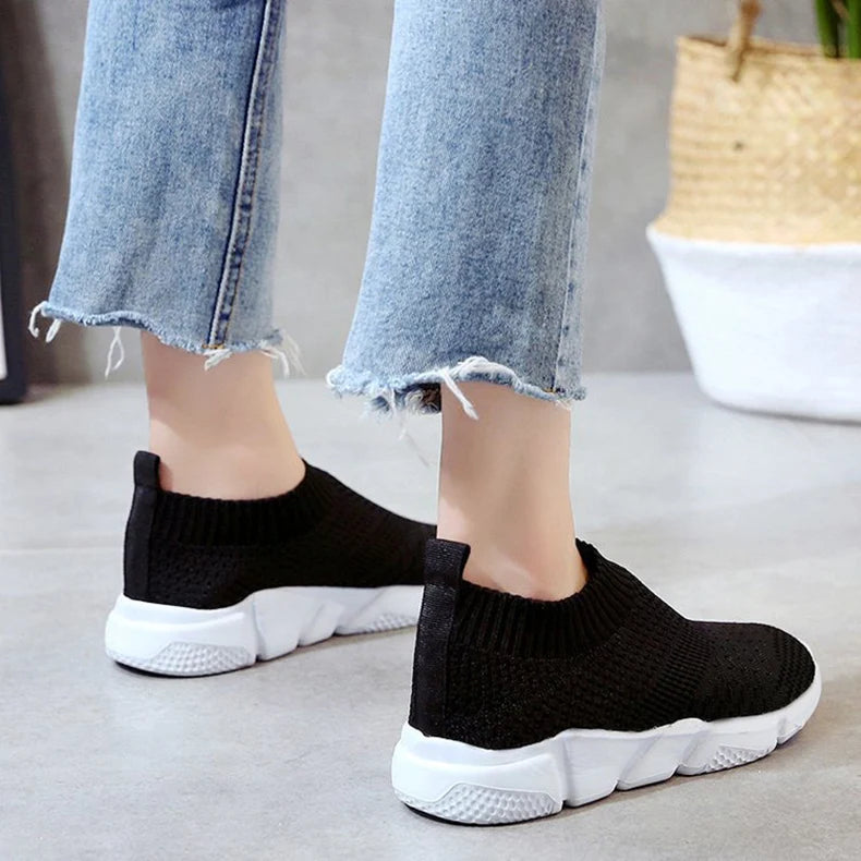 Sneakers Women Shoes Knitting Sock Sneakers Women Slip On Laides Walking Shoes for Woman Loafers Flats Tenis Famela Plus Size