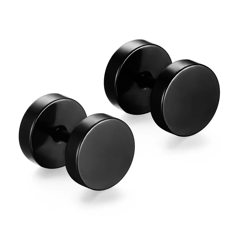 11 Pairs Punk Stainless Steel Stud Earrings Black Earrings Set For Men Women Vintage Hip Hop Piercing Ear Jewelry Accessories
