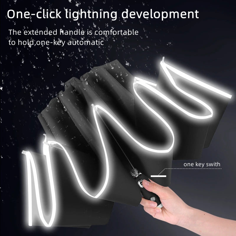Fully Automatic UV Umbrella With LED Reflective Stripe Reverse Umbrellas For Nissan Rogue X-Trail GTR Note Qashqai Juke Patrol
