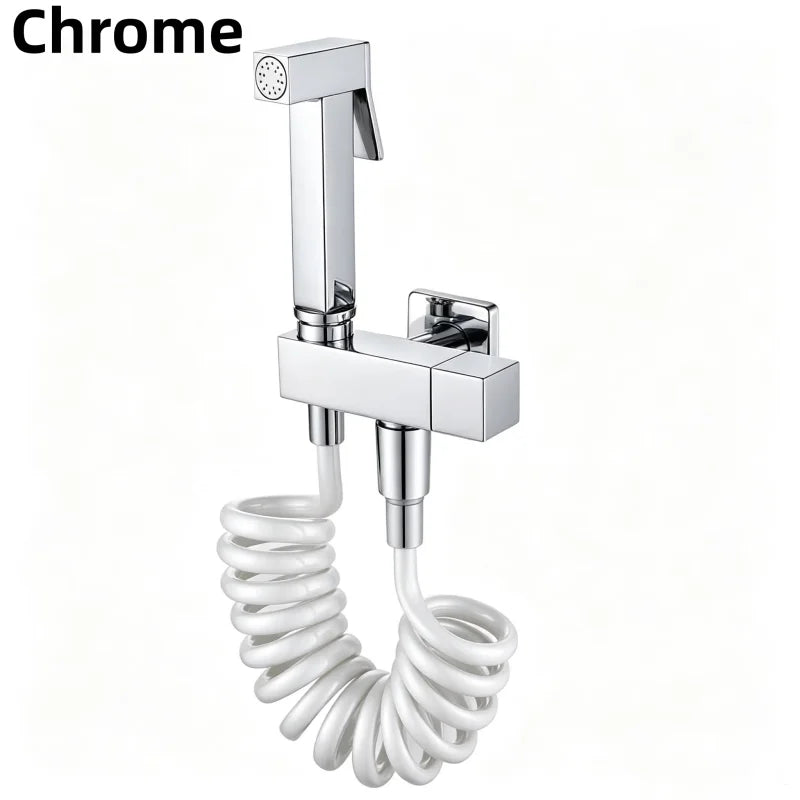 Brushed Rose Gold Brass Handheld Bidet High Voltage Spray Shower Set Toilet Special Faucet Bidet Faucet Bathroom Accessories