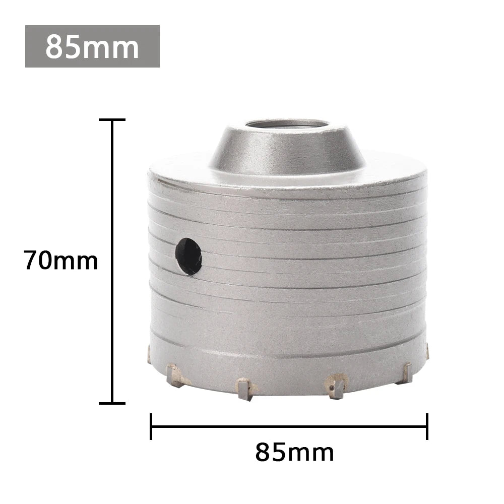 30-100mm Concrete Wall Hole Saw, SDS Plus Shank Impact Drill Bit, Suitable for Drilling Concrete, Brick, Stone and Walls