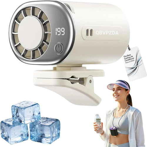 Ventilateur de climatisation portable à clipser pour voiture 2026 avec rotation à 360°, 199 vitesses réglables, rechargeable par USB, écran LED pour