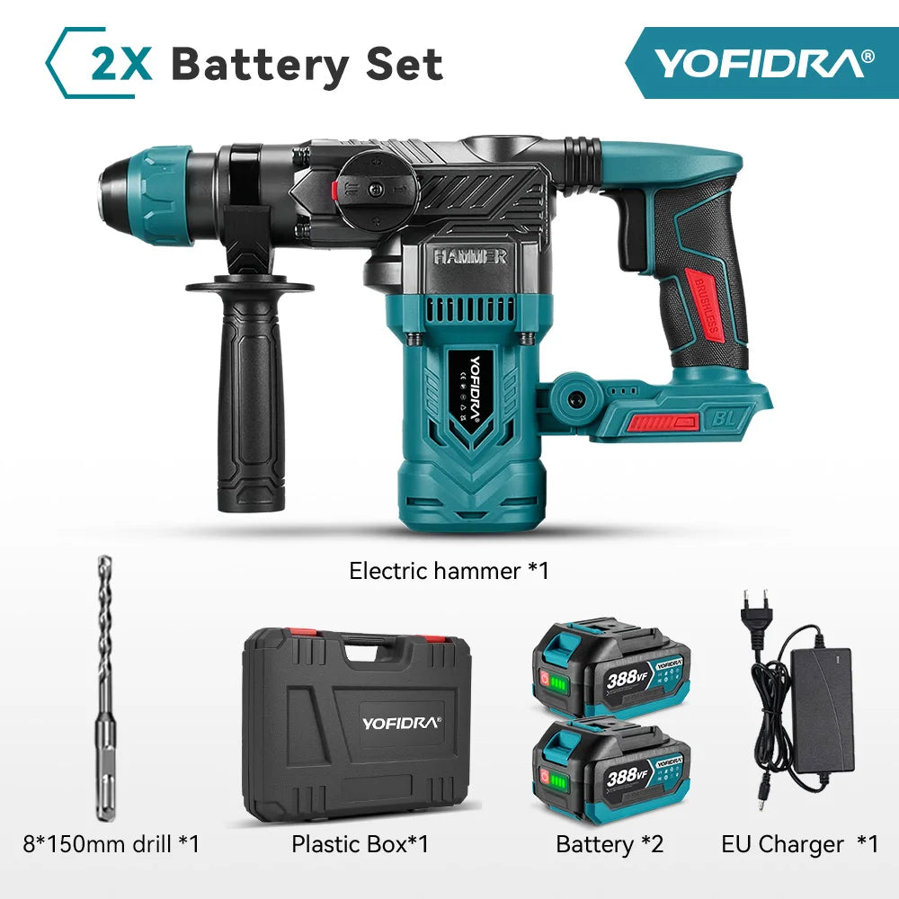Perceuse à percussion sans fil multifonctionnelle sans balais 26 MM, outil de perçage rotatif pour batterie Makita 21 V.