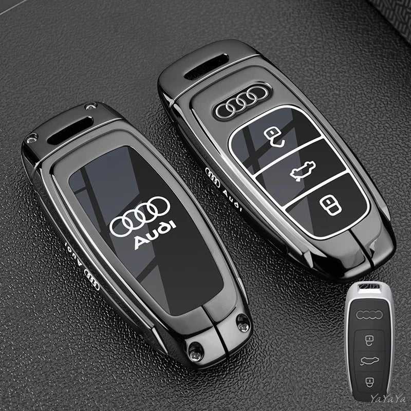 3 Button Metal Car Key Case Cover Key Protect Shell For Audi A3 A4 Q3 Q5 TT A1 A4L A5 Q5L Q7 A6L A7 A8L A6 S3 S4 RS5 RS Sticker