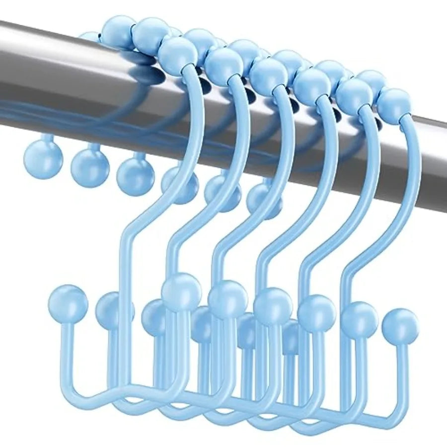 Shower Curtain Hooks, Rust Resistant Shower Curtain Rings for Bathroom, Metal Double Glide Shower Hooks Hangers for Bathroom Sh