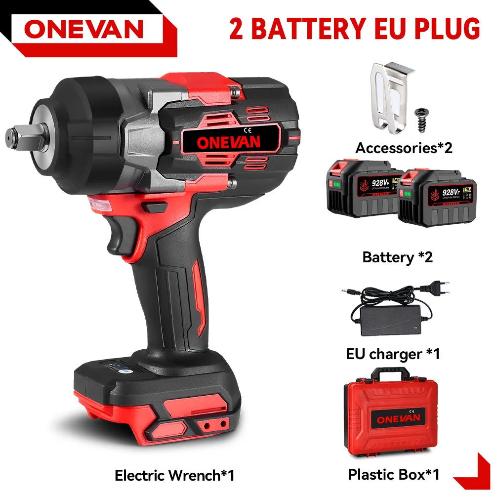 Clé à chocs électrique sans fil sans balais ONEVAN 2800N.M Tournevis à couple élevé Perceuse Outil électrique pour batterie Makita 18V Pin