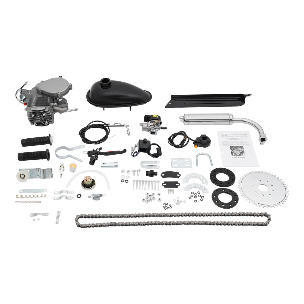 80cc 2-Stroke Bicycle Gas Engine Kit,40km/h Petrol Motorized Bike Motor with 2L Tank,Fit for 26/28 Inch Bicycles,180kg Load