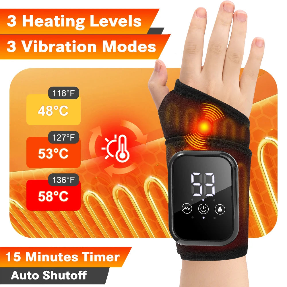 Heated Wrist & Foot Massager for Home Comfort Cordless Hand Wrist Wrap with 5 Heat & 3 Vibration Modes Ankle Massager Belt