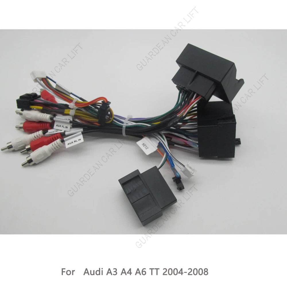 Adaptateur de câble d'alimentation Android 16 broches pour autoradio avec boîtier Canbus pour Audi A3 A4 A6 TT 2002-2008, faisceau de câblage d'alimentation, fil de radio