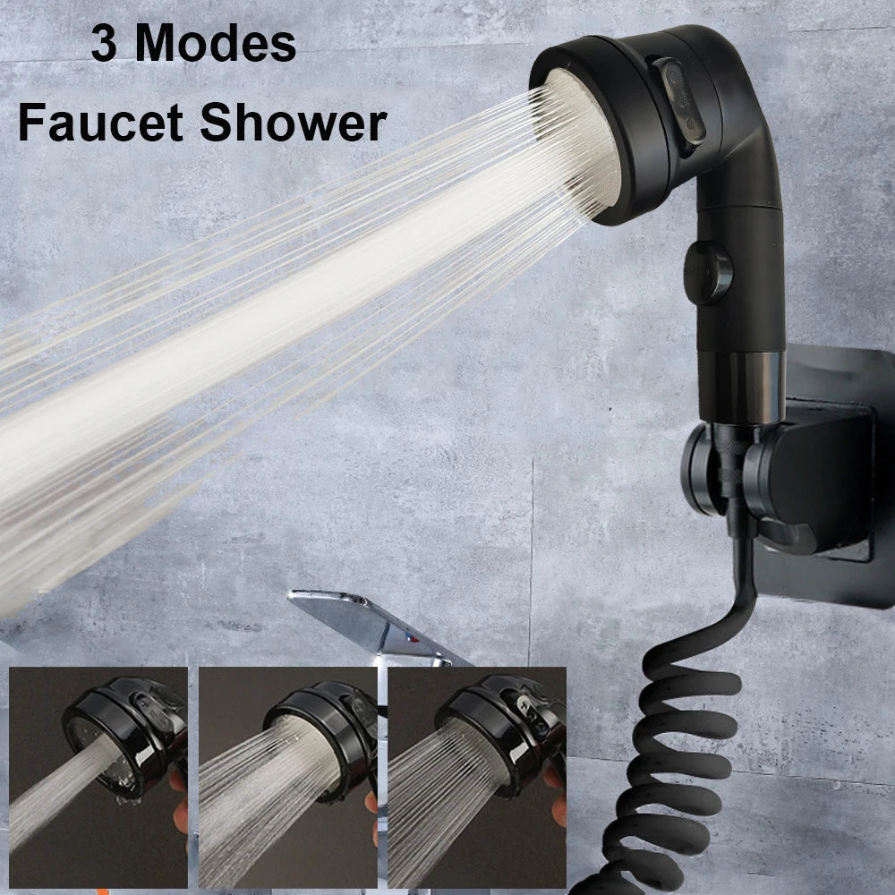 Shower Faucet Set Hose Handheld Shower Head Spray Tap Extender Sprayer Sink Booster Shower Bathroom Hair Washing Artifact Faucet