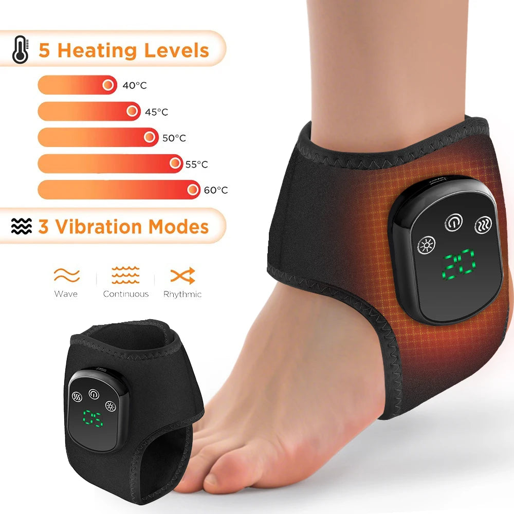 Heated Wrist & Foot Massager for Home Comfort Cordless Hand Wrist Wrap with 5 Heat & 3 Vibration Modes Ankle Massager Belt