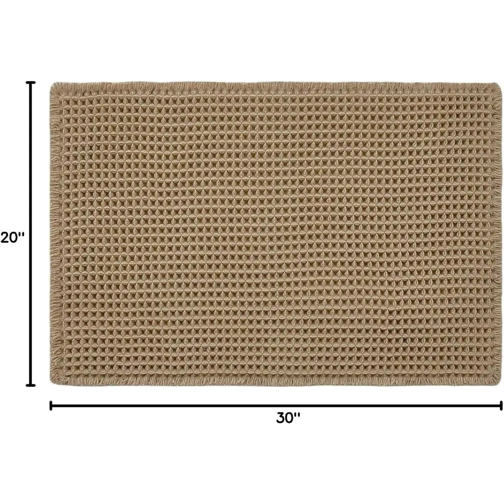 Non-Slip Boho Style Absorbent Quick-Dry Bathroom Rug, 30x20 Inches, Khaki