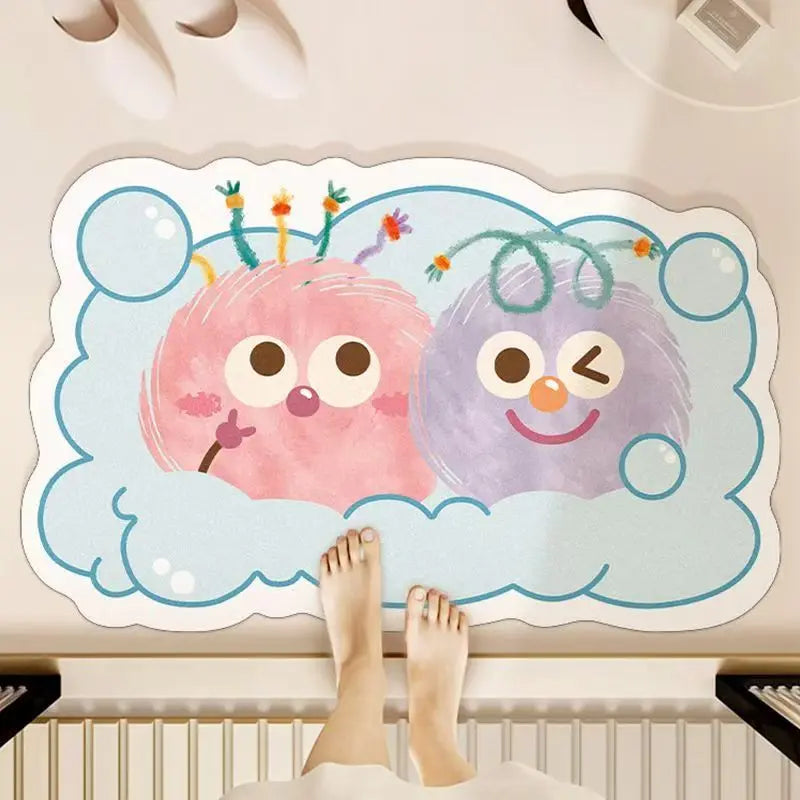 VIKAMA Cute and Fun Big Eyes Cloud Bathroom Carpet Absorbent Anti slip Quick drying Foot Mat Toilet Entrance Door Mat