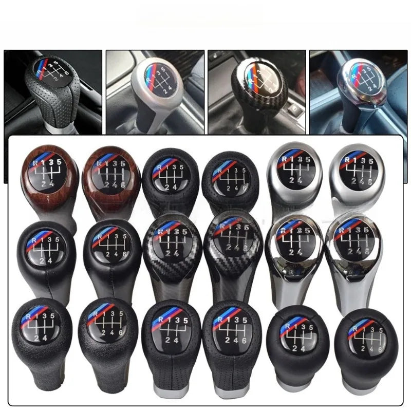 For BMW 1 3 5 6 Series M3 M4 M5 X5 X6 E30 E32 E34 E36 E38 E39 E46 E53 E60 E83 E84 E87 E90 E91 E92 Carbon Leather Gear Shift Knob