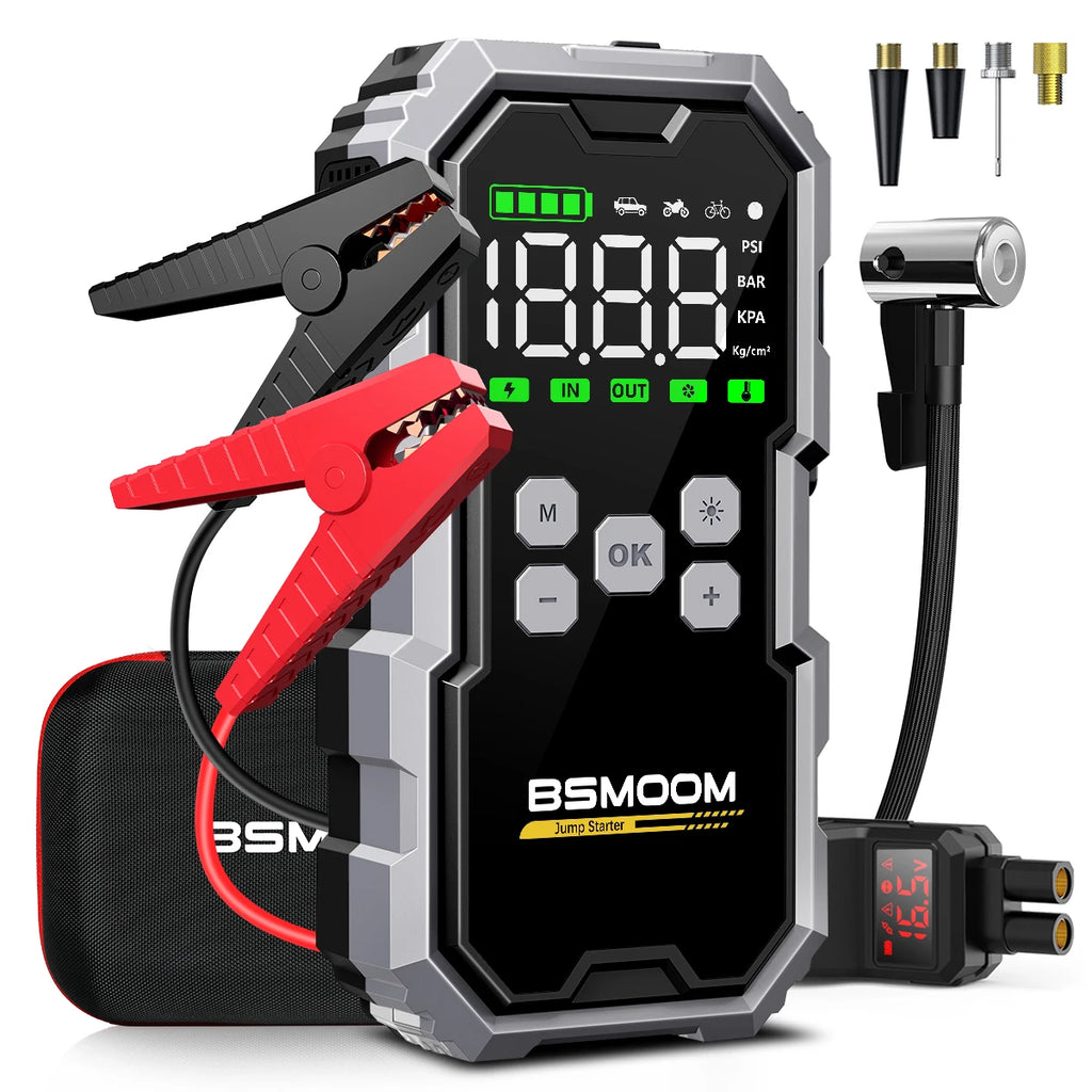 150PSI Air Pump Car Battery Emergency Boosters ,7000A/1500A PEAK Car Jump Starter Power Bank ,Portable Starting Device Car Starter New,Cars with USB Ports And LED Flashlight, 26800mAh/21800mAh Portable Car Jump Starter, Batte