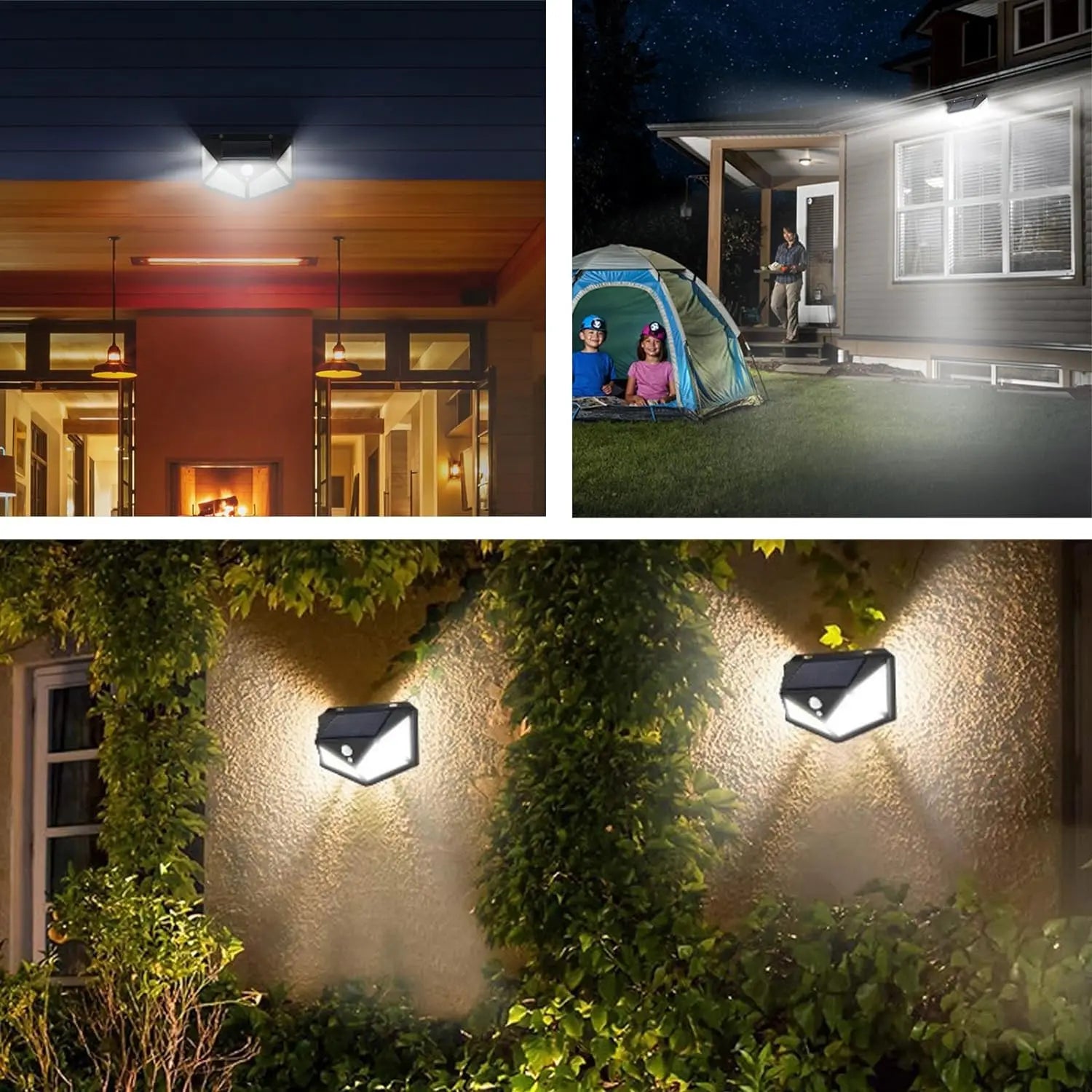 12Pack 100 LED Solar Wall Lamp With 3 Modes Security Motion Sensor Outdoor Waterproof Solar Lights for Yard Garage Deck Garden