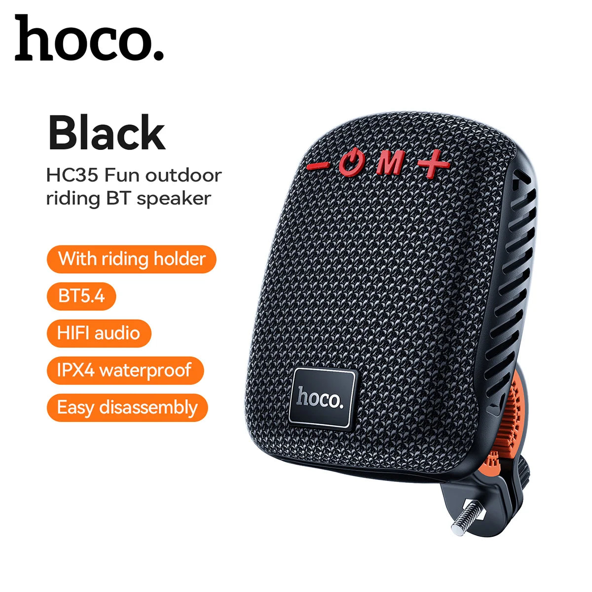 HOCO HC35 Outdoor Riding Bluetooth 5.4 Speaker Wireless Mini Audio Music Player Supports Bluetooth Playback FM TF Card USB Flash