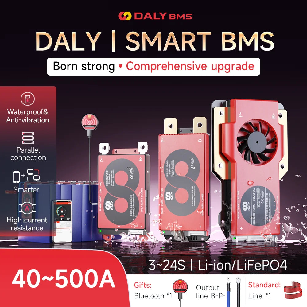 DALY Smart BMS Lifepo4 4S 7S 8S 16S 20S 24S Li-ion 3S 7S 16S 12V 24V 36V 48V 60V 72V 100A 250A CANBUS BMS For lithium batteri