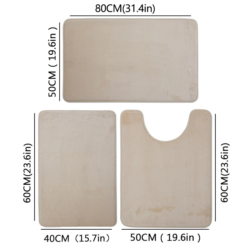 Ensemble de toilettes trois pièces, tapis de sol de salle de bain, tapis de douche, tapis de bain absorbant, tapis antidérapant, doux et confortable, buanderie.
