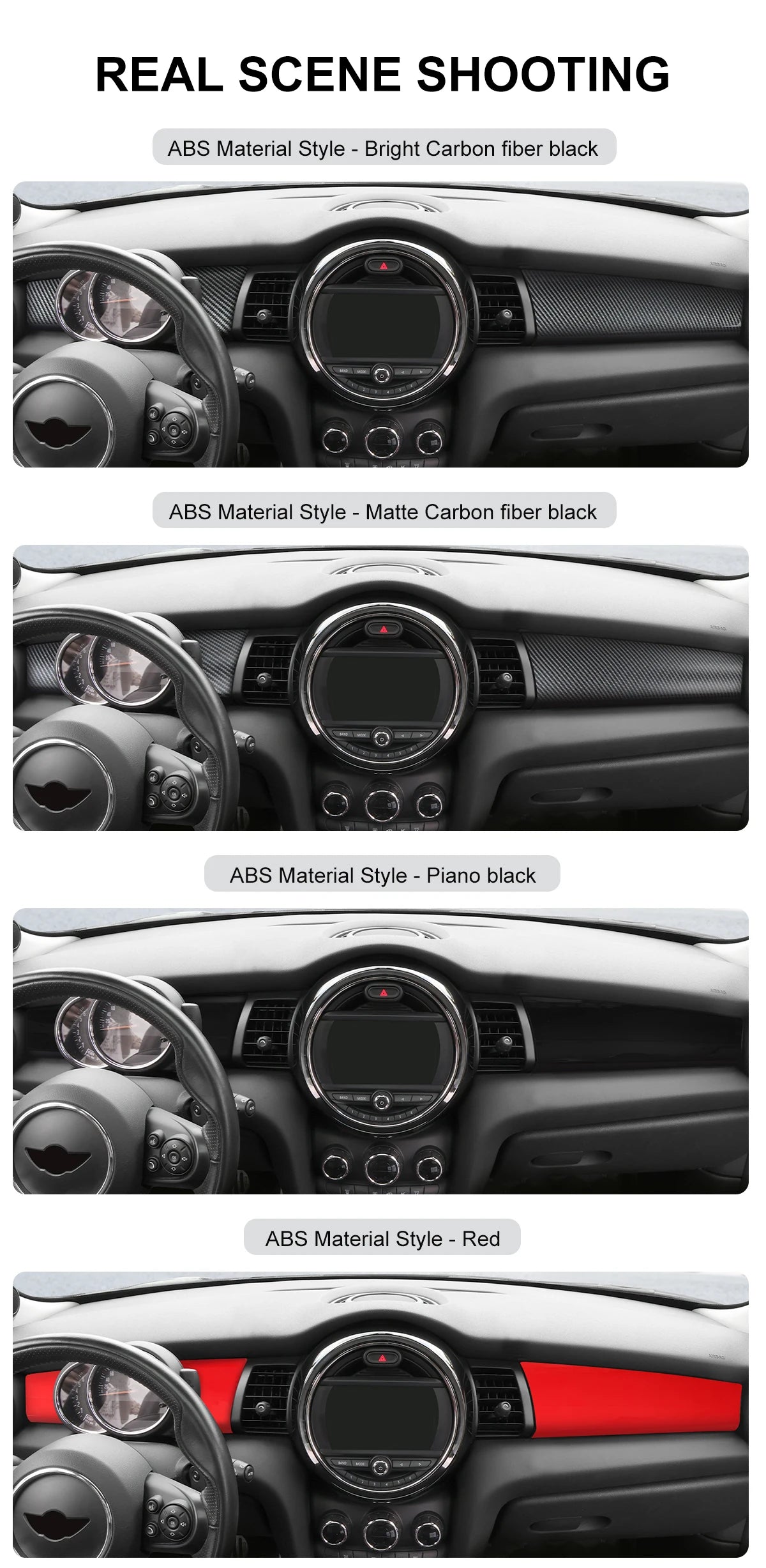 Car Dashboard Decorative Shell ABS Leather For Mini Cooper F55 F56 F57 2014-2021 Center Console Decorative Shell Car Accessories