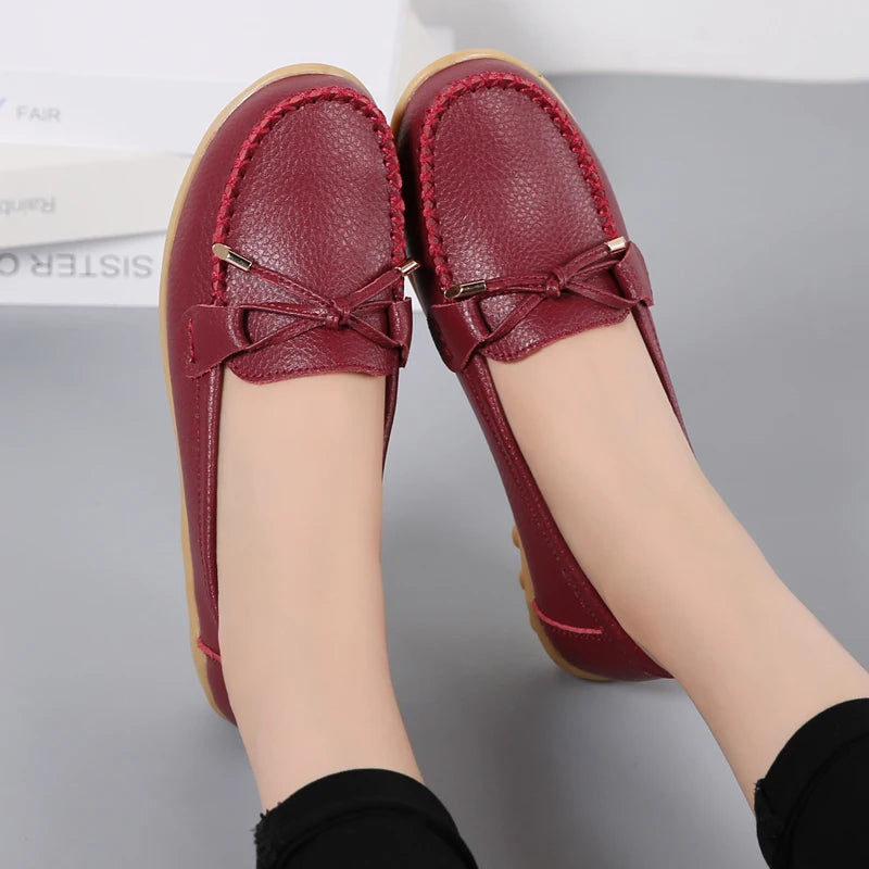 2025 New Woman Flats Shoes Ballet Flat Sneakers Genuine Leather Spring Soft Moccasins Ladies Boat Ballerina Espadrilles Creepers
