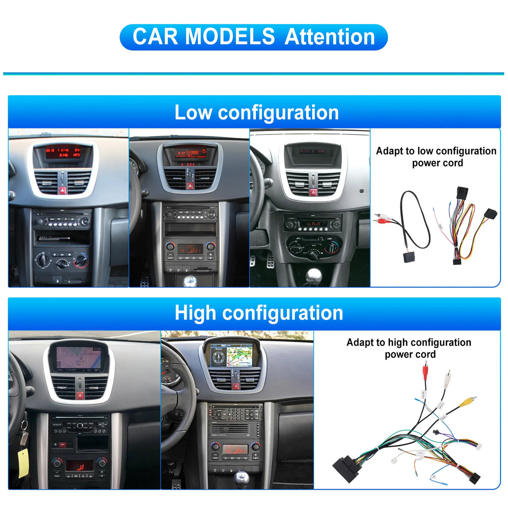 Podofo 7'' Carplay  Android 2din Carplay Car Radio For Peugeot 207 2008-2014 Bluetooth GPS Navigation FM RDS Radio Receiver