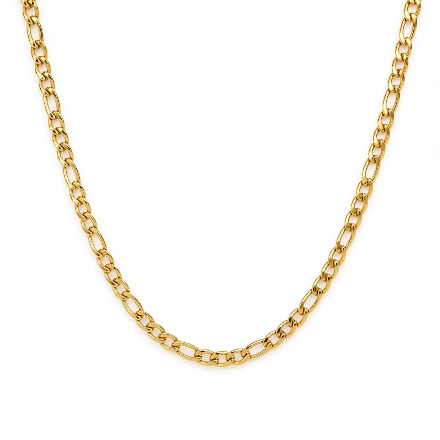 316L Stainless Steel Figaro Chain 58cm, Non-Tarnish NK 3:1 Link Necklace, Waterproof Minimalist Hip Hop Jewelry Gold Steel