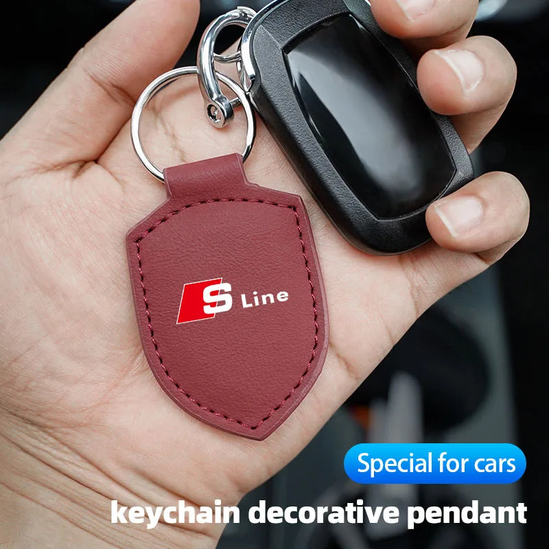Car Leather Keychain Shield Styling Emblem Key Ring For Audi Sline A3 A4 A5 A6 A7 A1 A2 A8 Q1 Q2 Q3 Q4 Q5 Q6 Q7 Q8 TT RS3 S5 B8