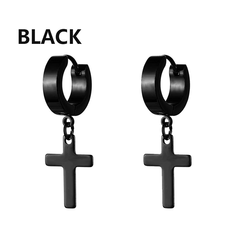 11 Pairs Punk Stainless Steel Stud Earrings Black Earrings Set For Men Women Vintage Hip Hop Piercing Ear Jewelry Accessories
