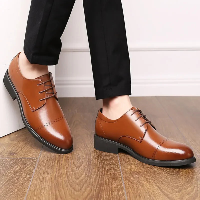 2025 Formal Height Increasing Shoes Man Taller Elevator 6CM Invisible Insole For Men Heighten Increased Oxfords Business Lift