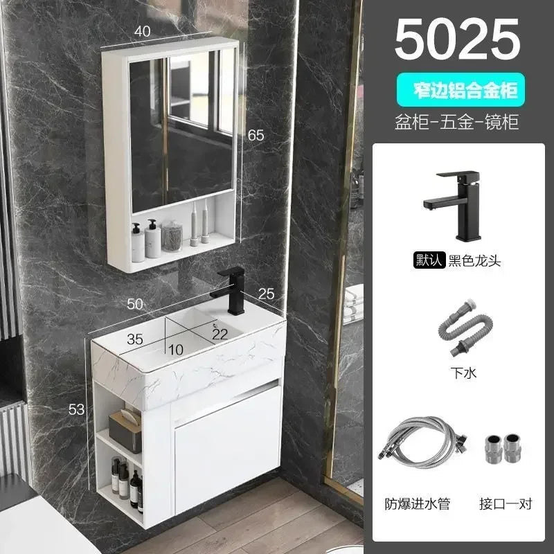 Compact Mini Bathroom Cabinet Minimalist Storage Ceramic Integrated Bathroom Vanity Cabinet Modern Archivadores Trendy Furniture