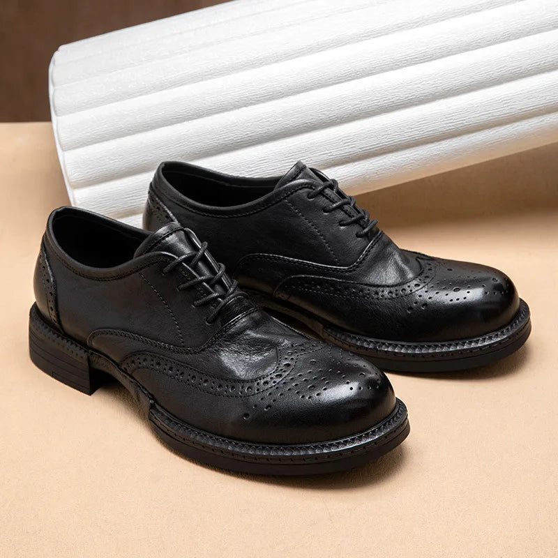 Soft Leather Mens Wedding Brogues Shoes Luxury Genuine Leather Spring Designer Handmade Quality Autumn Formal Social Shoes Man